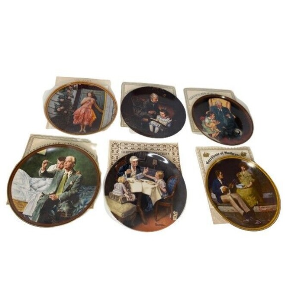 Norman Rockwell Other - Vintage Set of 6 Norman Rockwell 9 inch Decorative Plates First Issue Vintage